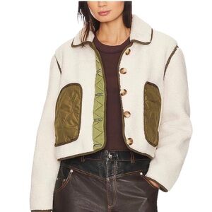 Blank NYC Sherpa Jacket Cloud Forest XL Ivory Green